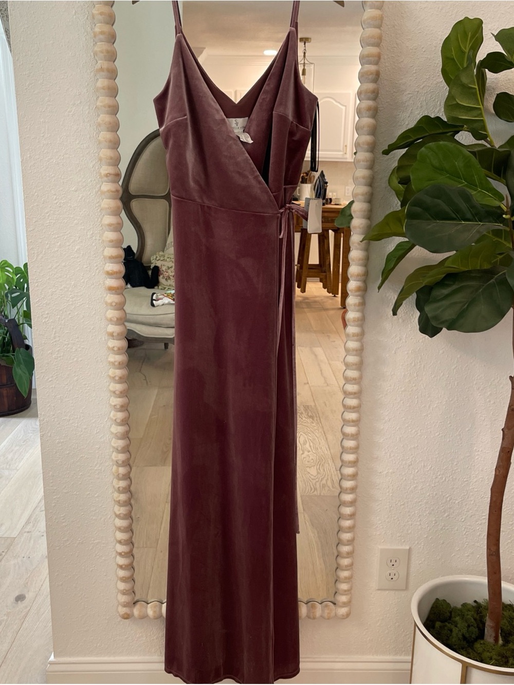 Sorella Vita Bridesmaid Velvet Wrap Maxi Dress in Mauve size 14 NWT